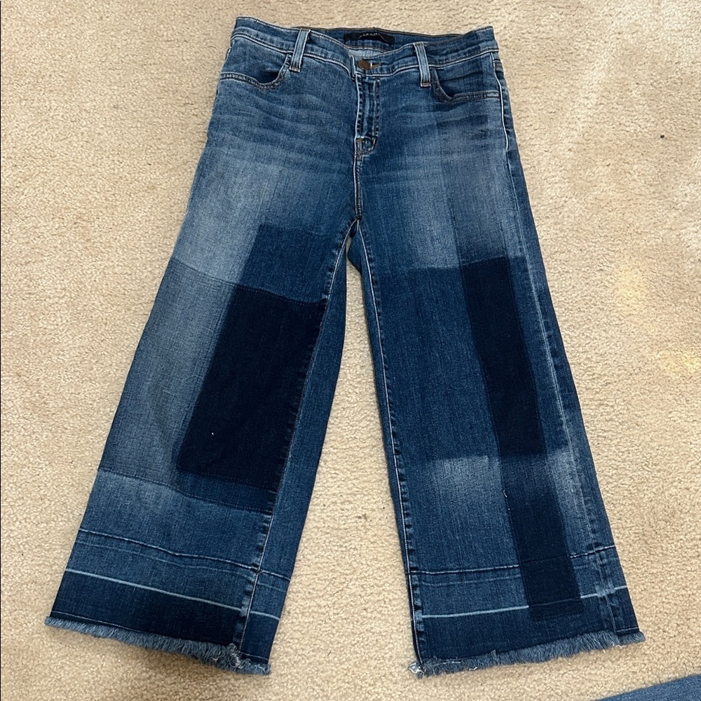 JBRAND sz 27 Blue  Denim Patchwork style Wide leg Jeans